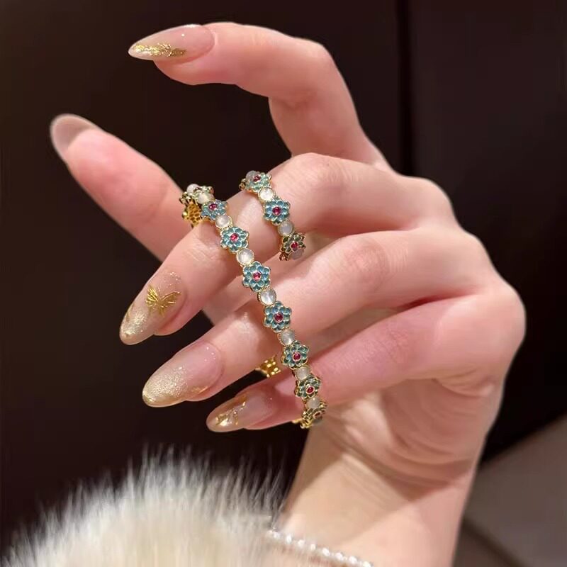 New Chinese style enamel ring female niche design ring
