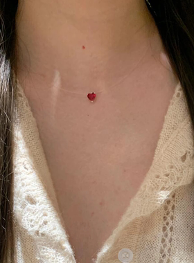 红色爱心项链女隐形鱼线锁骨链