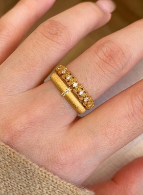 金色素圈戒指女小众设计轻奢高级