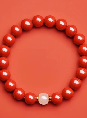 仿紫金砂朱砂手串女款红色手链女