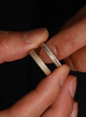 拉丝素圈戒指女小众设计轻奢高级