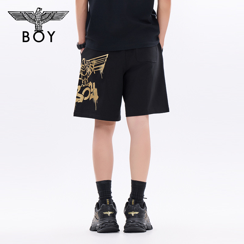 BOYLONDON春夏男女同款经典老鹰烫金百搭潮牌短裤N14800,淘宝优惠券,粉丝福利购,淘宝优惠卷