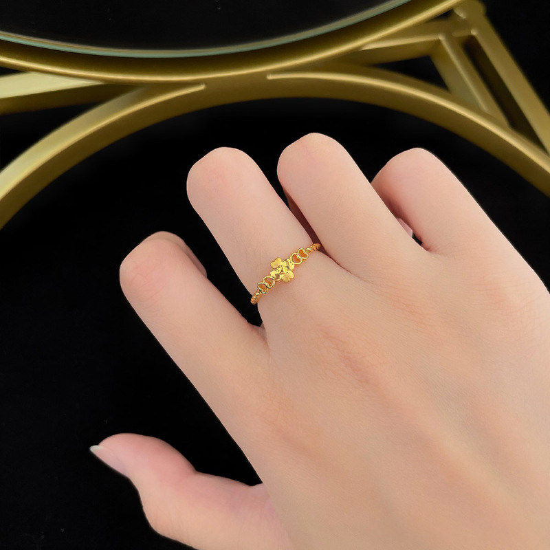 Chinese gold pure gold ring women's four-leaf clover pure gold new style 520 Chinese Valentine's Day girlfriend birthday gift
