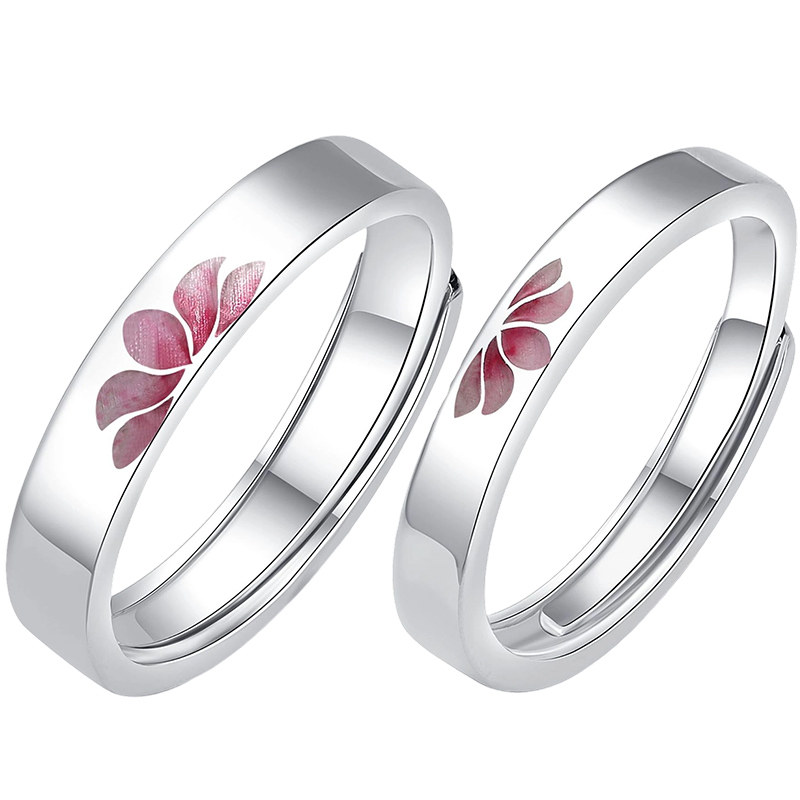 Chinese gold solid silver lotus couple men's ring sterling silver ring as a birthday gift for boyfriend and husband A