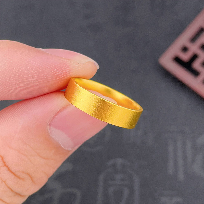 Chinese gold 999 pure gold ring wide-faced men's and women's couple rings recommended as gifts for birthdays and holidays