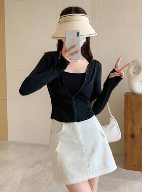 UPF50+防晒衣女修身显瘦透气遮阳防晒服原纱防紫外线冰丝连帽外套