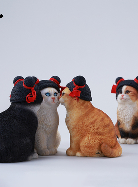 JXK萌福猫模型丸子头仿真橘猫