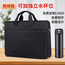 Mens briefcase Custom logo with independent Water glass bits File Package Business Meeting Handbags Hand bags Handbag Zipper Multilayer Oxford Canvas Cashier Bag kit Inprint waterproof A4 File bag