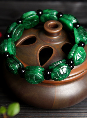 翡翠龟壳干青手串男生饰品礼物款