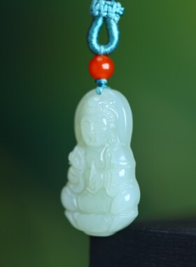 和田玉观音吊坠男士挂件吉祥项链