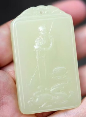 阿富汗玉关公吊坠男生玉佩礼物款