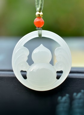 和田玉青海料葫芦吊坠男女款挂件