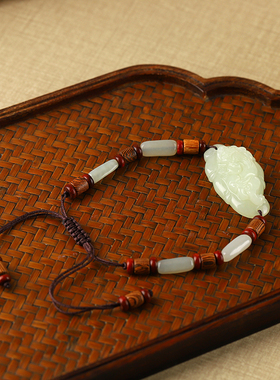 和田白玉一夜暴富手链情侣饰品