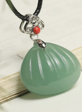 东陵玉镶嵌贝壳吊坠女生饰品礼物