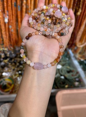 水晶福禄寿貔貅手串女生diy礼物