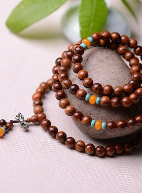 黄花梨木多圈手链男女生配饰礼物