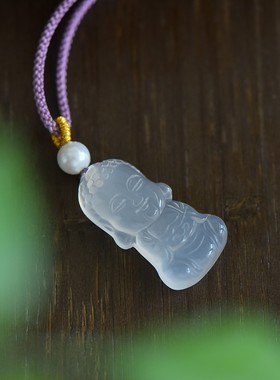 高冰玉髓抱抱佛挂件女生项链配饰