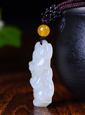 和田玉米老鼠吊坠挂件男女款玉佩