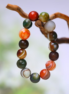 阿拉善圆珠手链男士招财玉佩礼物