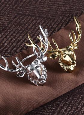 酒店餐具摆件餐巾扣样板房饰品桌面餐扣金色鹿头扣银色口布圈餐扣