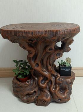 假山流水喷泉风水轮摆件仿木根雕树脂工艺品底座盆景盆栽花架