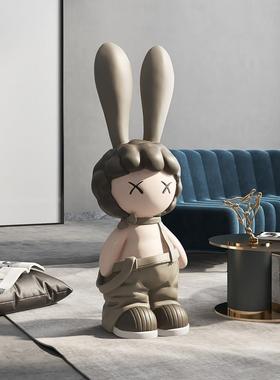 兔子娃娃时尚的大客厅地板站立的装饰品家庭装饰品旁边的电视柜乔
