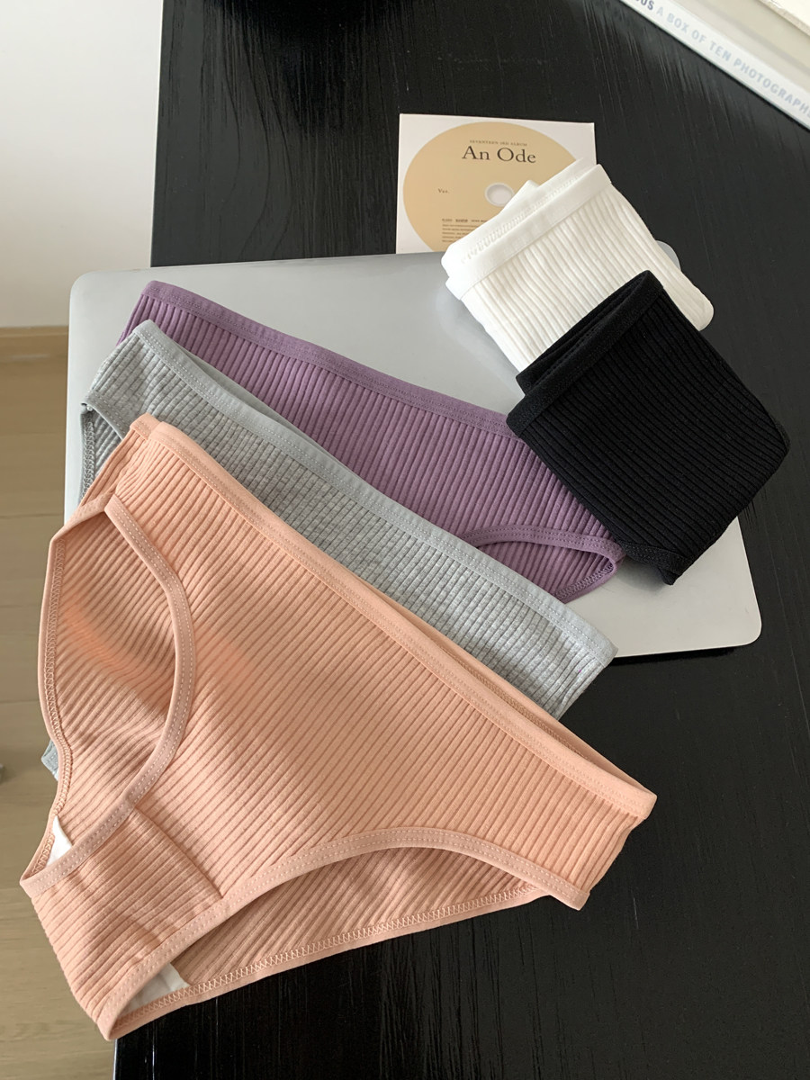 树懒少女日系简约纯色内裤女生纯棉中低腰抗菌透气短裤螺纹三角裤,淘宝优惠券,粉丝福利购,淘宝优惠卷