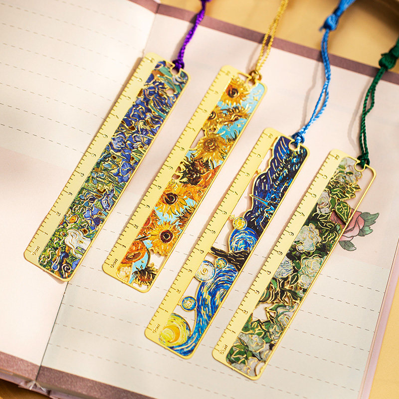 梵高大艺术家油画书签尺古典创意镂空金属书签学生毕业季实用10厘米尺子阅读书页夹小礼物班级团购纪念品定制,淘宝优惠券,粉丝福利购,淘宝优惠卷