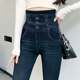 Imitation jeans for women's pocket pants for slimming and elastic small feet pants for large size leggings leggings spring and autumn thin style