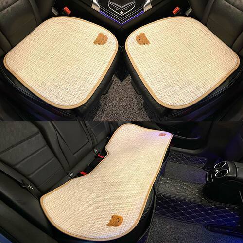 女神透气亚麻车载棉麻夏季汽车内可爱腰座垫卡通通用靠四季网红车 - 图2