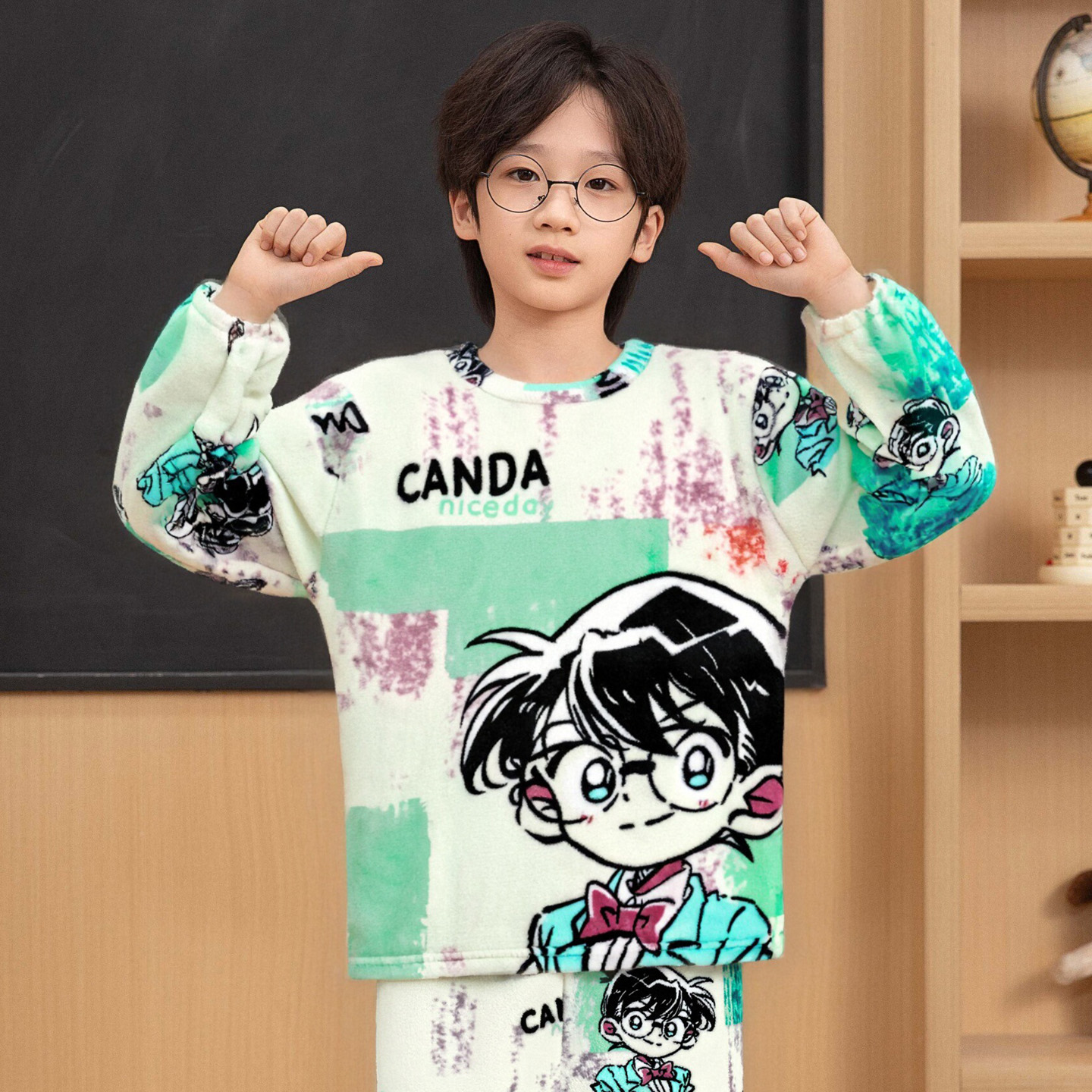 男童睡衣卡通拉布布高端法兰绒加厚款秋冬季保暖小男孩毛绒家居服 - 图2