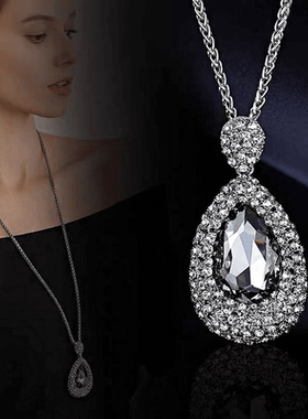 钛钢毛衣链女水滴水晶大气不掉色