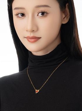 HIBAO喜小宝精致小红心项链女