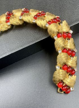 轻奢中古优雅镶嵌首饰套装 宫廷风知性胸针手链项链 不规则项链