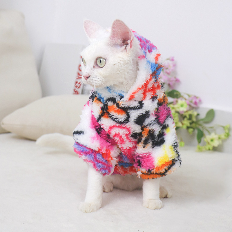 无毛猫衣服斯芬克斯德文宠物猫咪秋冬保暖双面绒软糯舒适嘻哈外套