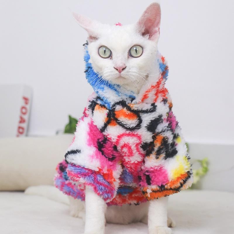 无毛猫衣服斯芬克斯德文宠物猫咪秋冬保暖双面绒软糯舒适嘻哈外套