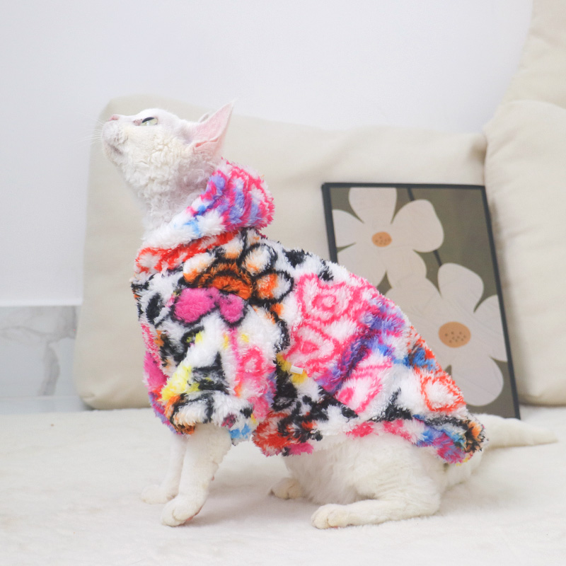 无毛猫衣服斯芬克斯德文宠物猫咪秋冬保暖双面绒软糯舒适嘻哈外套