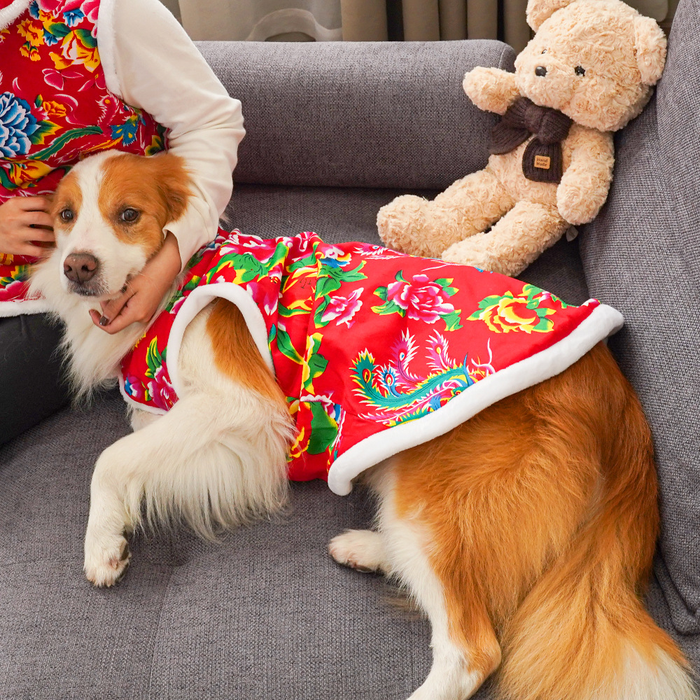 狗狗衣服新年宠物衣服金毛法斗小中大型犬过年保暖加厚秋冬衣服