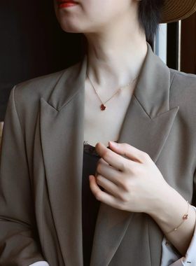 伊灿小众红色滴釉葫芦项链女