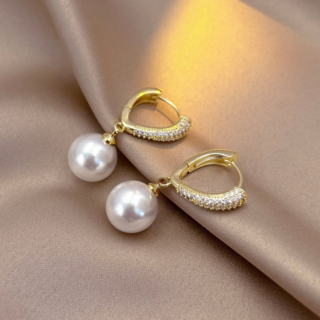 Yichan Korean diamond and pearl earrings niche design for women