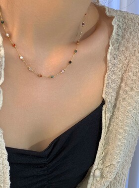 伊灿复古串珠水晶项链女新款