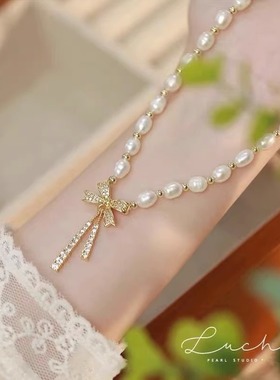 伊灿天然淡水珍珠蝴蝶项链女