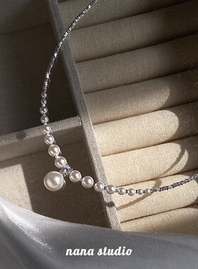 伊灿碎银几两毛衣链渐变珍珠项链