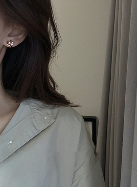 伊灿S999纯银钉玫瑰金爱心耳钉女