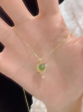 伊灿韩国简约星月玉石吊坠项链