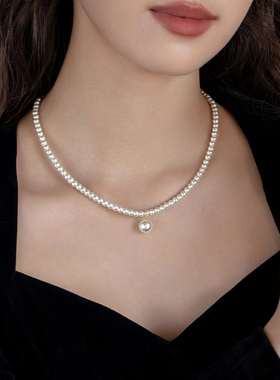伊灿高亮正圆珍珠项链女