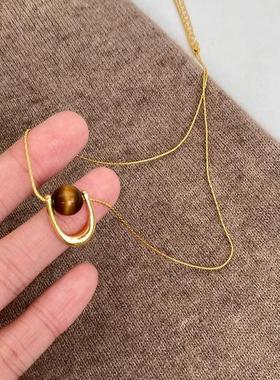 伊灿美拉德虎眼石吊坠毛衣链