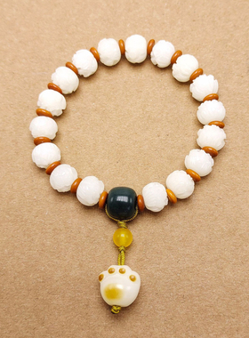 天然菩提雕刻莲花手串文艺复古