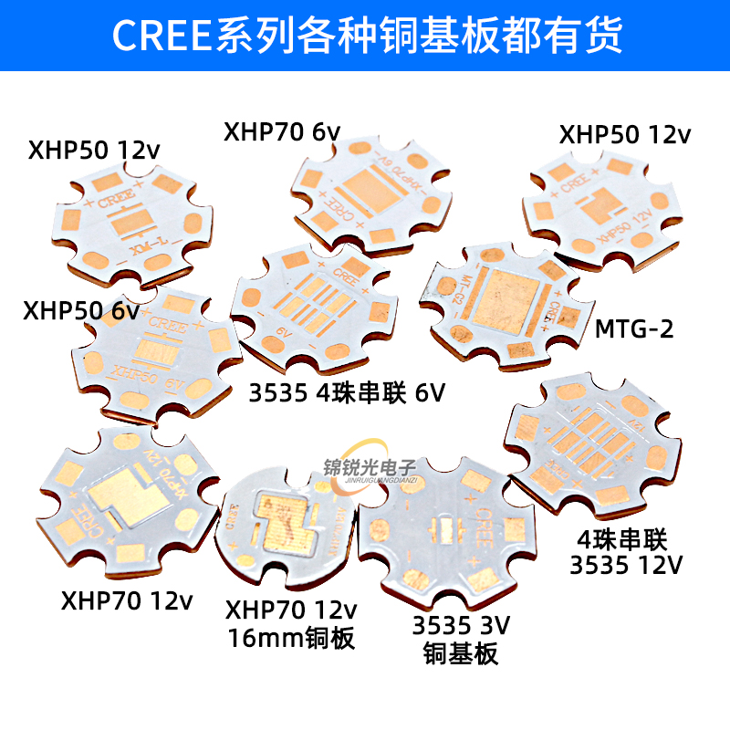 20mm铜基板3535铜板3V 5050灯珠t6 XHP50 70 6V12V热电分离导热板 - 图1