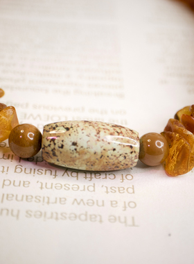 二梦三青【沙丘幻象】原创天然琥珀蜜蜡珍珠项链女时尚百搭锁骨链